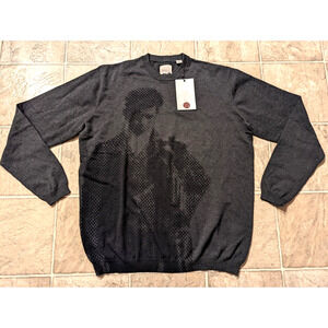 New Ashworth Golf men sz L Knit Sweater gray black graphic front ls W1